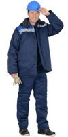 Костюм "СИРИУС-108829" куртка, брюки мужской с меховым ворот. синий с васильковым и СОП